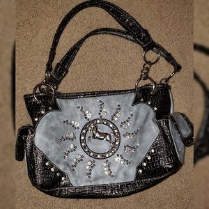Bejeweled purse alligator skin look
